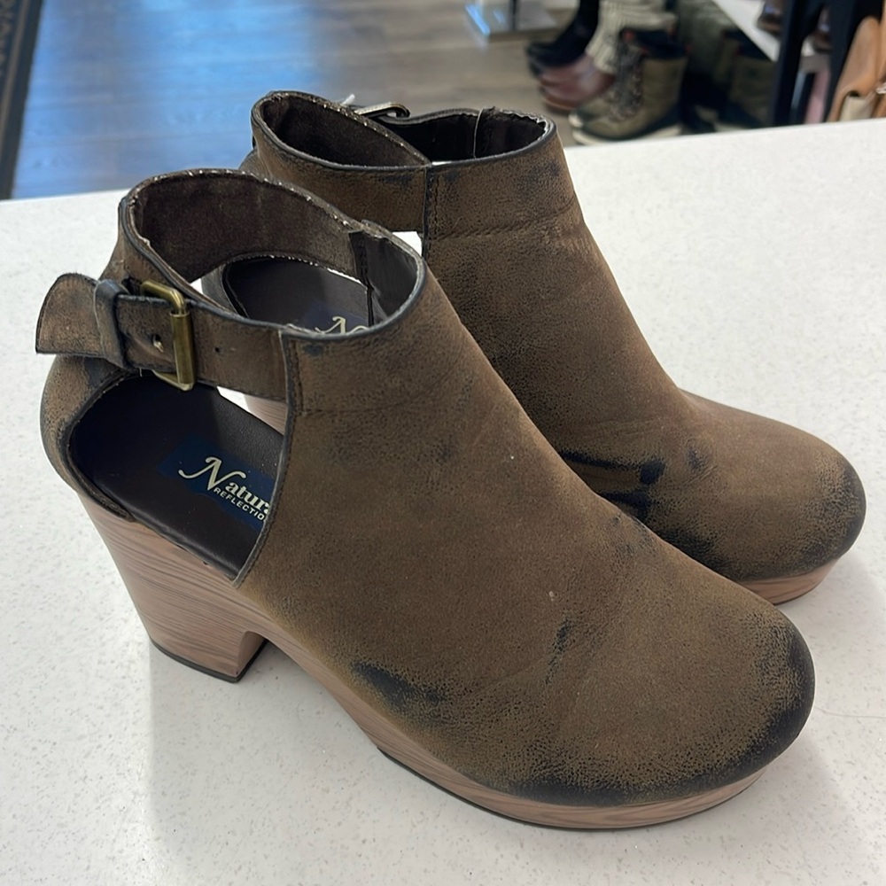 Natural Reflections Women's Size 8 Ancora Brown High Heel Ankle Booties Boots